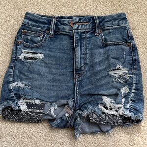 American Eagle Outfitters Blue Distressed Jean Shorts